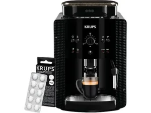 Machine à café automatique avec broyeur - Krups Roma EA81K870, 1450 W, 15 bars, 1,7 L, 3 températures, 2 tasses, Système Thermoblock, Kit de nettoyage inclus, Noir