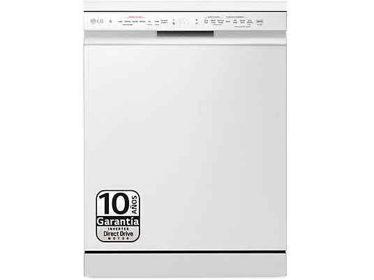 Lave-vaisselle - LG DF243FWS, 14 couverts, 10 programmes, 60 cm, Troisième panier, TrueSteam™, QuadWash™, Blanc