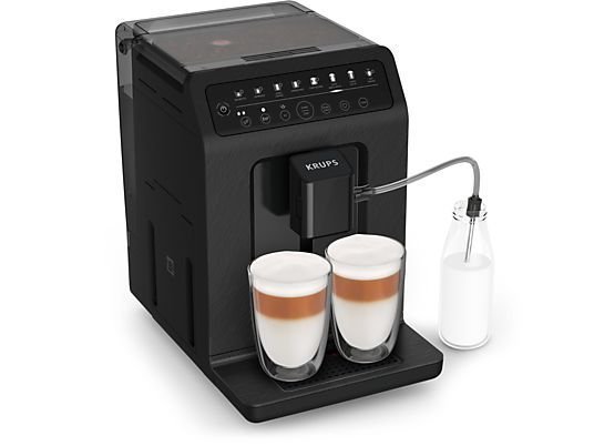 Machine à café automatique avec broyeur - Krups EA897B10 Evidence ECO Design, 1450 W, 15 bars, 2,9 L, 8 programmes, Fonction 2 tasses, Noir