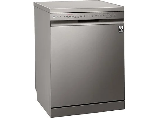 Lave-vaisselle - LG DF365FPS, 14 couverts, 10 programmes, 60 cm, Lavage vapeur, Troisième panier, TrueSteam™, QuadWash™, Acier inoxydable anti-traces